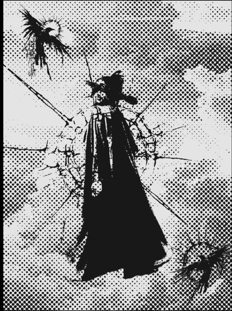 Cloaked figure artwork