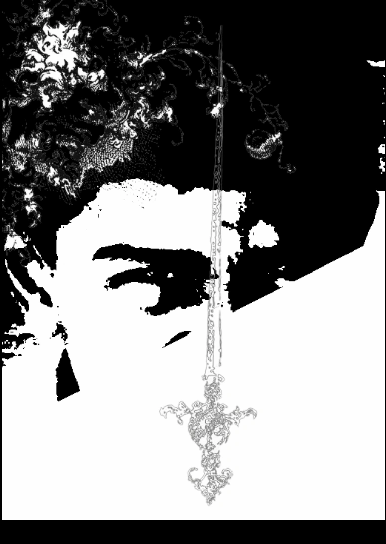 Portrait and sword artwork